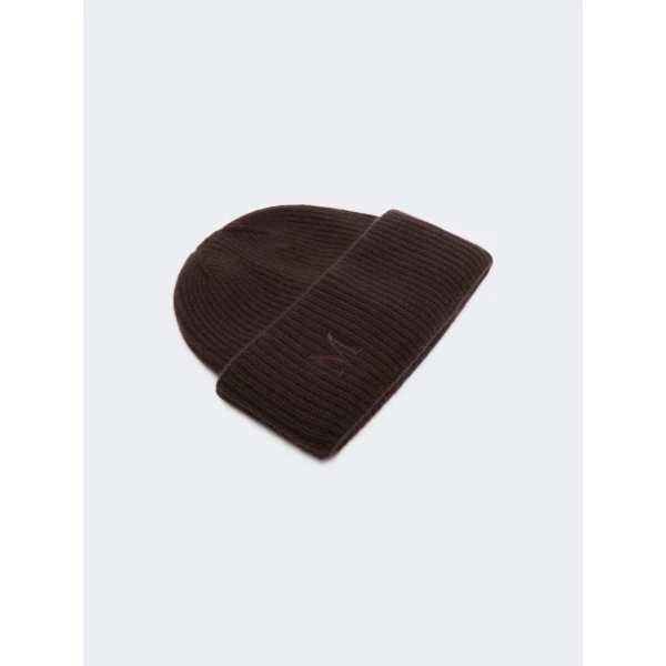 Max Mara Retina Ribbed Cashmere Beanie in Dark Brown | Hats | Coveti