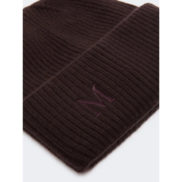 Max Mara Retina Ribbed Cashmere Beanie in Dark Brown | Hats | Coveti