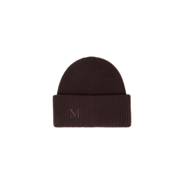 Max Mara Retina Ribbed Cashmere Beanie in Dark Brown | Hats | Coveti