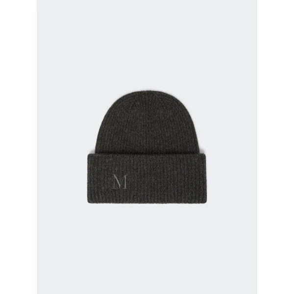 Max Mara Retina Ribbed Cashmere Beanie in Dark Grey | Hats | Coveti