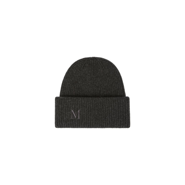 Max Mara Retina Ribbed Cashmere Beanie in Dark Grey | Hats | Coveti