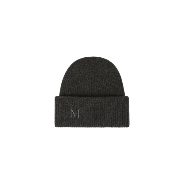 Max Mara Retina Ribbed Cashmere Beanie in Dark Grey | Hats | Coveti