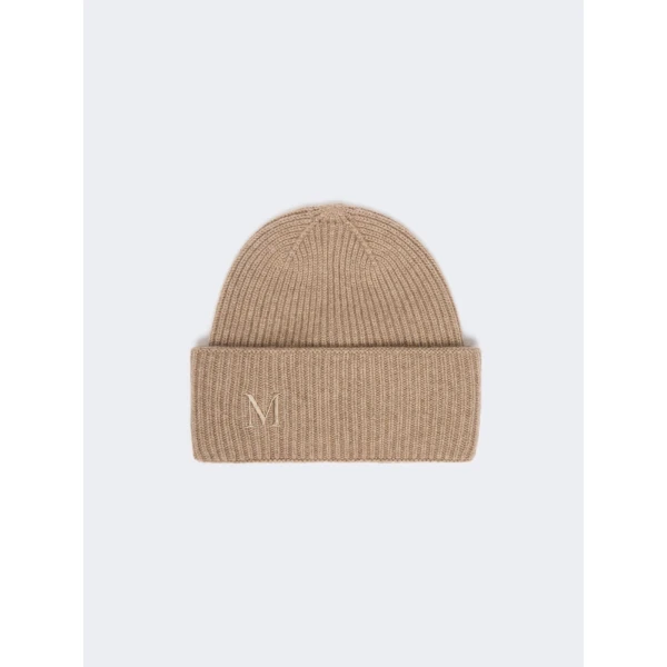 Max Mara Retina Ribbed Cashmere Beanie in Hazelnut Brown | Hats | Coveti