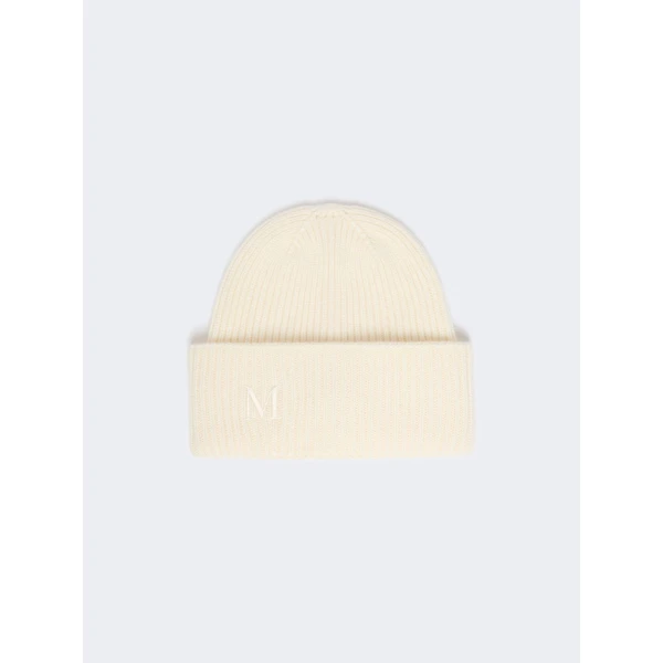Max Mara Retina Ribbed Cashmere Beanie in Ivory | Hats | Coveti