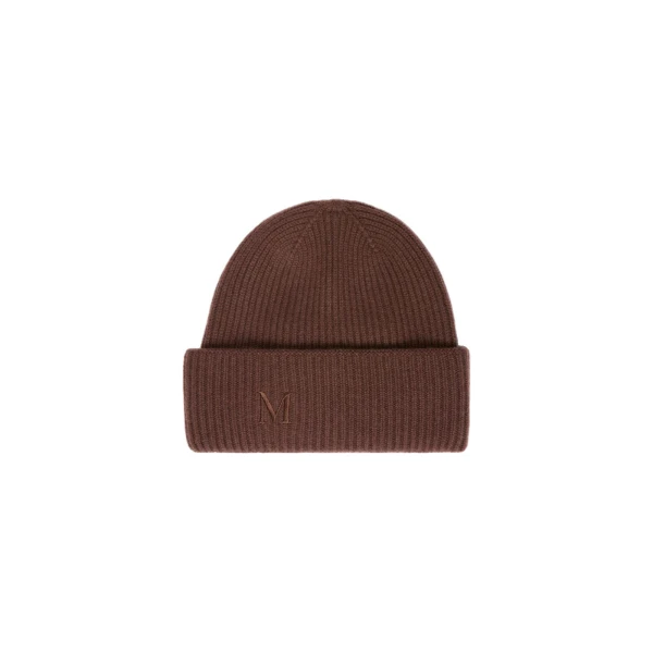 Max Mara Retina Ribbed Cashmere Beanie in Rust | Hats | Coveti