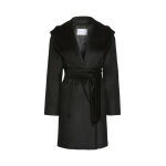 Max Mara Rialto Camel Robe Coat in Black | Wool Coat | Coveti