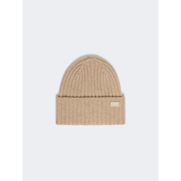 Max Mara Ribbed Wool Beanie in Caramel | Hats | Coveti