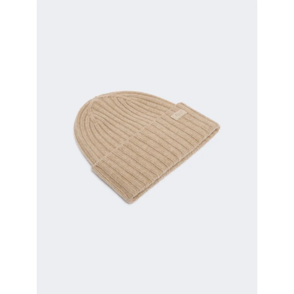 Max Mara Ribbed Wool Beanie in Caramel | Hats | Coveti