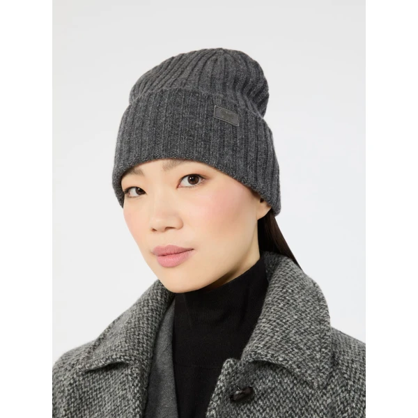 Max Mara Ribbed Wool Beanie in Dark Grey | Hats | Coveti