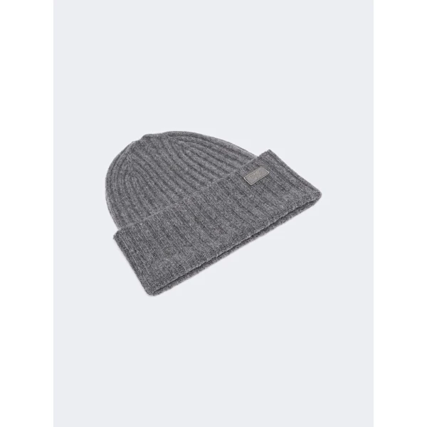 Max Mara Ribbed Wool Beanie in Dark Grey | Hats | Coveti