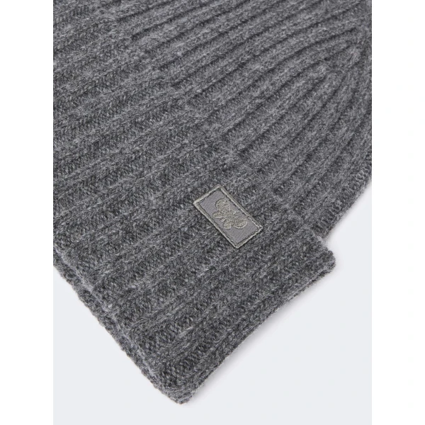 Max Mara Ribbed Wool Beanie in Dark Grey | Hats | Coveti