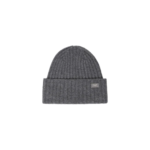 Max Mara Ribbed Wool Beanie in Dark Grey | Hats | Coveti