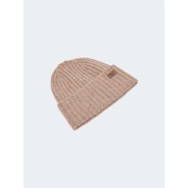 Max Mara Ribbed Wool Beanie in Turtledove | Hats | Coveti