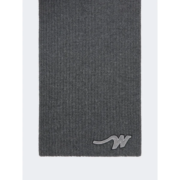 Max Mara Ribbed Wool Yarn Scarf in Dark Grey | Scarves | Coveti