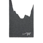 Max Mara Ribbed Wool Yarn Scarf in Dark Grey | Scarves | Coveti