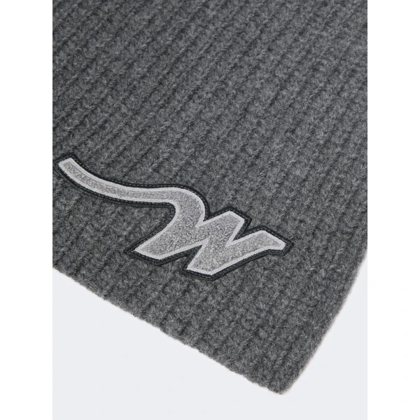 Max Mara Ribbed Wool Yarn Scarf in Dark Grey | Scarves | Coveti