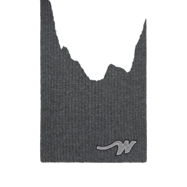 Max Mara Ribbed Wool Yarn Scarf in Dark Grey | Scarves | Coveti