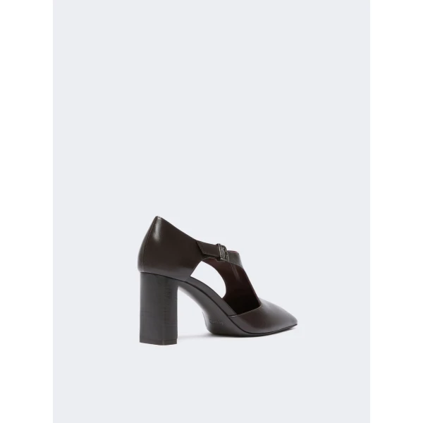 Max Mara Ribelle Nappa Leather Cut-Out Brogues in Dark Brown | Flats | Coveti