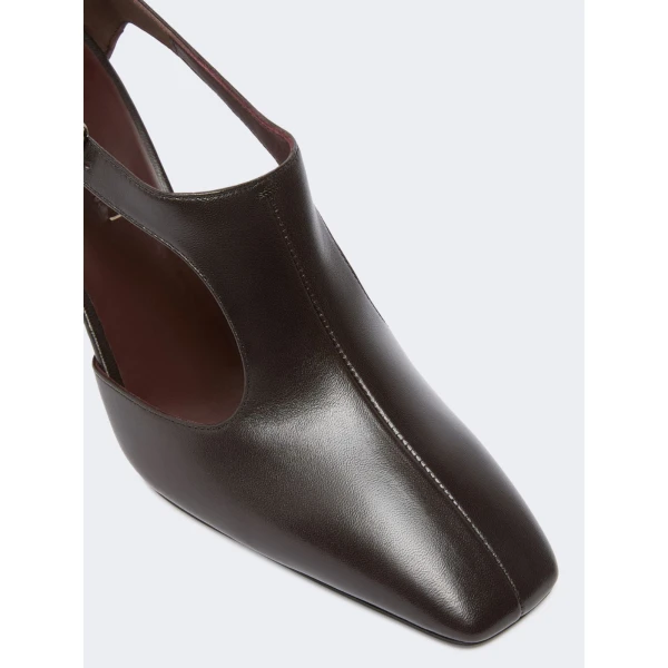 Max Mara Ribelle Nappa Leather Cut-Out Brogues in Dark Brown | Flats | Coveti