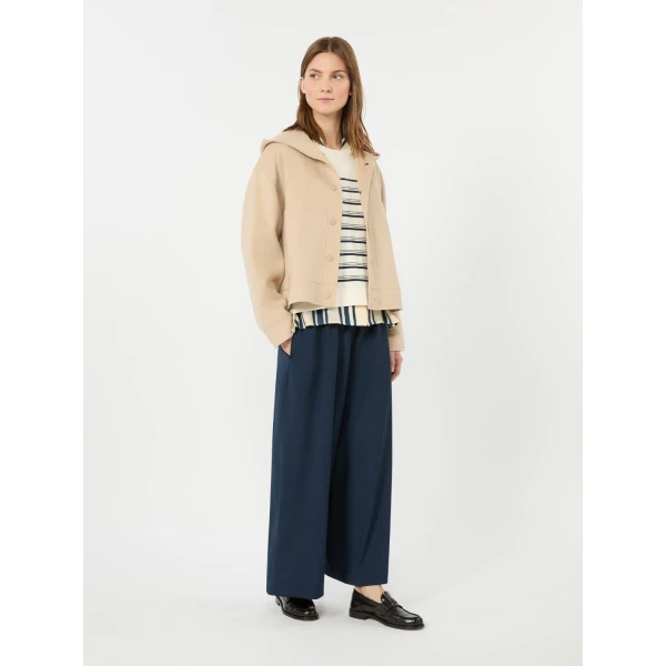 Max Mara Ridente Hooded Double Wool Jacket in Sand | Jackets | Coveti