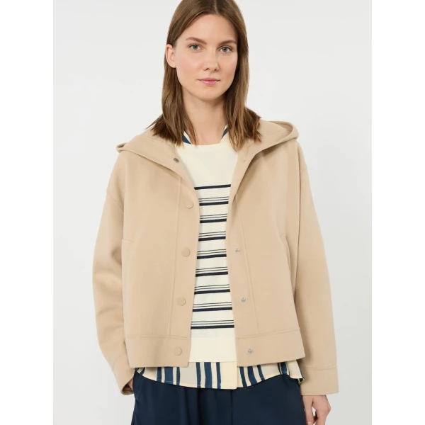 Max Mara Ridente Hooded Double Wool Jacket in Sand | Jackets | Coveti