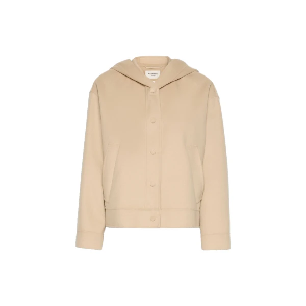 Max Mara Ridente Hooded Double Wool Jacket in Sand | Jackets | Coveti