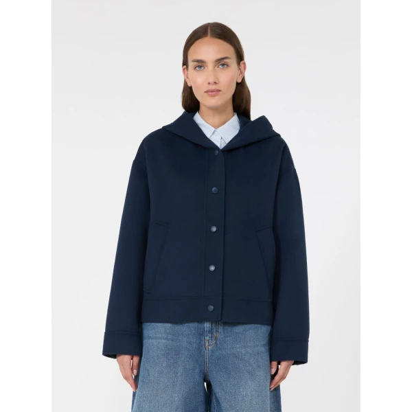 Max Mara Ridente Hooded Double Wool Jacket in Ultramarine | Jackets | Coveti