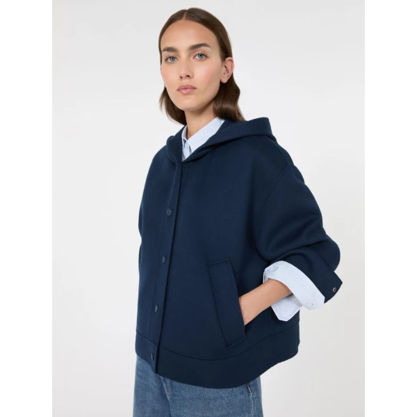 Max Mara Ridente Hooded Double Wool Jacket in Ultramarine | Jackets | Coveti