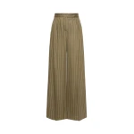 Max Mara Rio Pinstripe Jersey Trousers in Khaki | Wide leg pants | Coveti