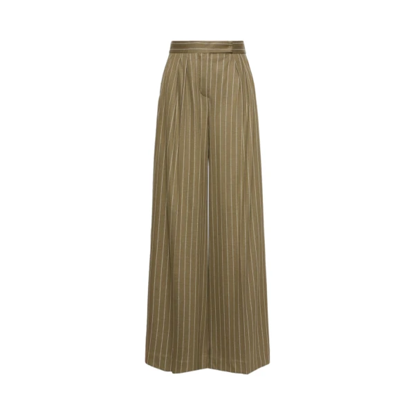 Rio Pinstripe Jersey Trousers in Khaki