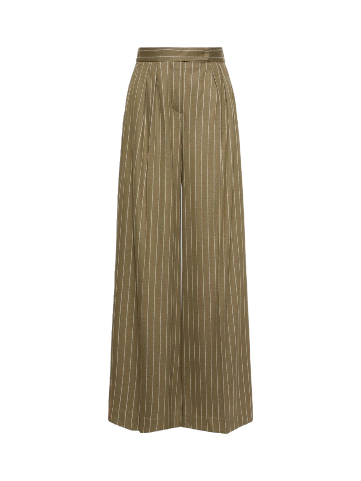 Max Mara Rio Pinstripe Jersey Trousers in Khaki Max Mara Rio Pinstripe Jersey Trousers in Khaki | Wide leg pants | Coveti