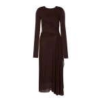 Max Mara Ritmo Viscose Crepe Jersey Gauze Dress in Dark Brown | Maxi Dresses | Coveti