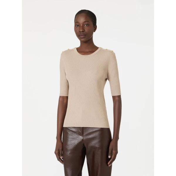 Max Mara Riviera Ribbed Wool Jumper in Beige | Sweaters | Coveti