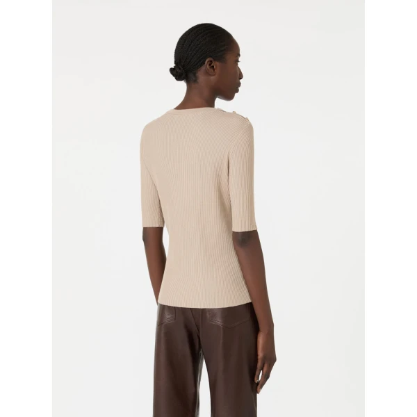 Max Mara Riviera Ribbed Wool Jumper in Beige | Sweaters | Coveti