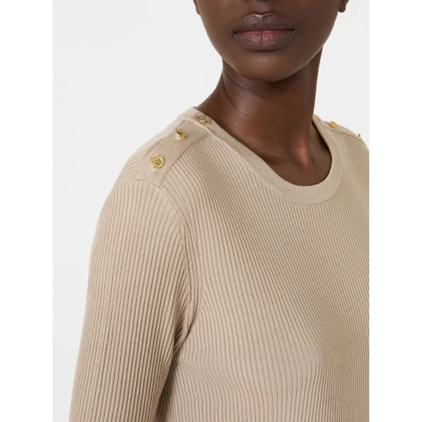 Max Mara Riviera Ribbed Wool Jumper in Beige | Sweaters | Coveti