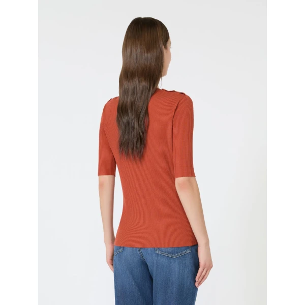 Max Mara Riviera Ribbed Wool Jumper in Orange | Sweaters | Coveti