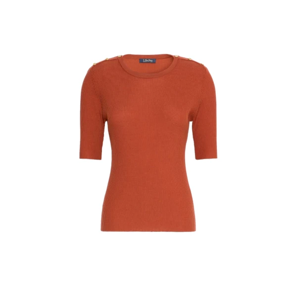 Max Mara Riviera Ribbed Wool Jumper in Orange | Sweaters | Coveti