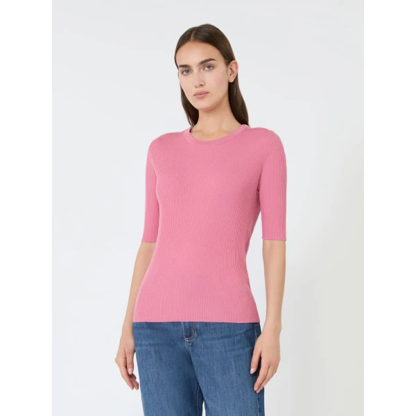 Max Mara Riviera Ribbed Wool Jumper in Pink | Sweaters | Coveti