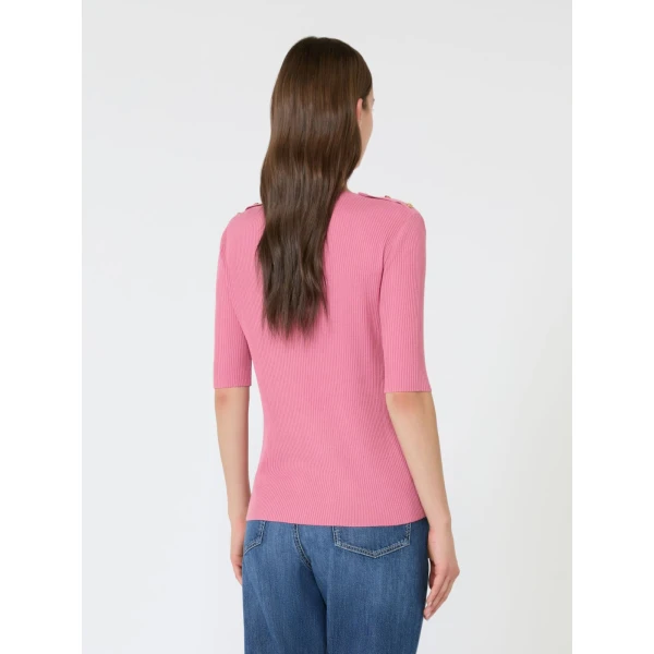 Max Mara Riviera Ribbed Wool Jumper in Pink | Sweaters | Coveti