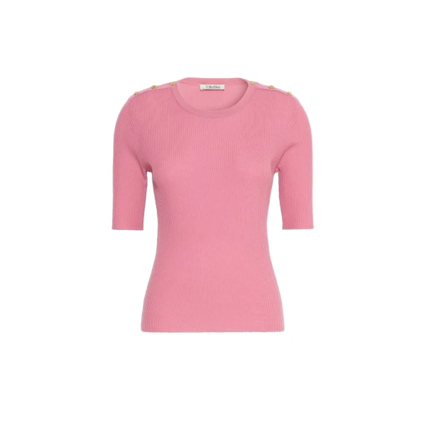 Max Mara Riviera Ribbed Wool Jumper in Pink | Sweaters | Coveti