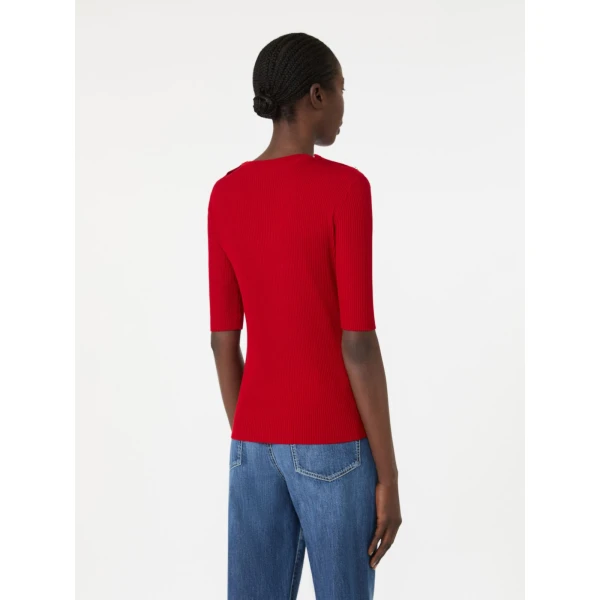 Max Mara Riviera Ribbed Wool Jumper in Red | Sweaters | Coveti
