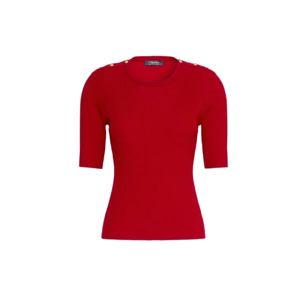 Max Mara Riviera Ribbed Wool Jumper in Red | Sweaters | Coveti