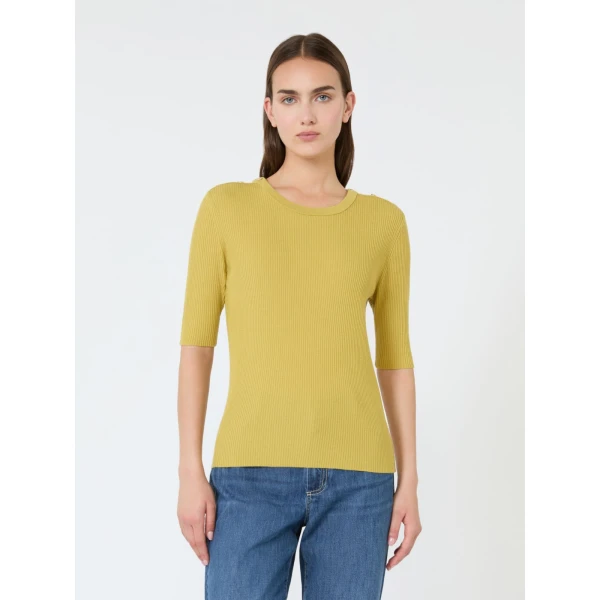 Max Mara Riviera Ribbed Wool Jumper in Yellow | Sweaters | Coveti
