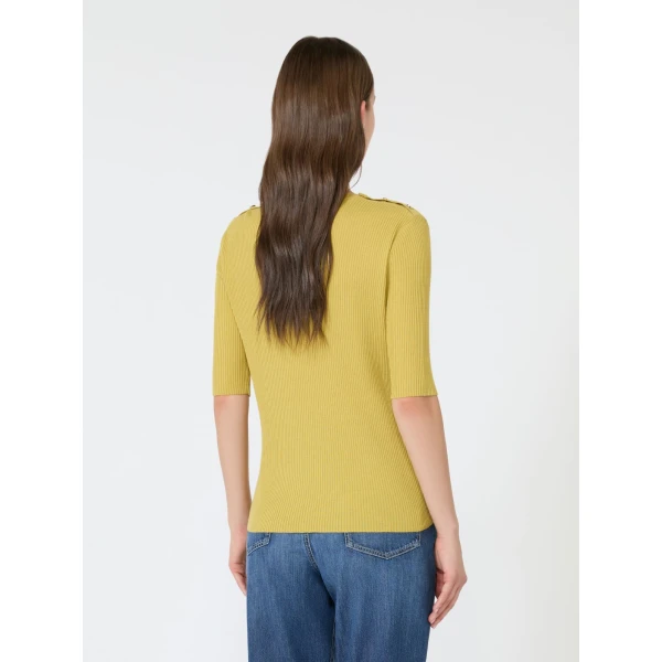 Max Mara Riviera Ribbed Wool Jumper in Yellow | Sweaters | Coveti