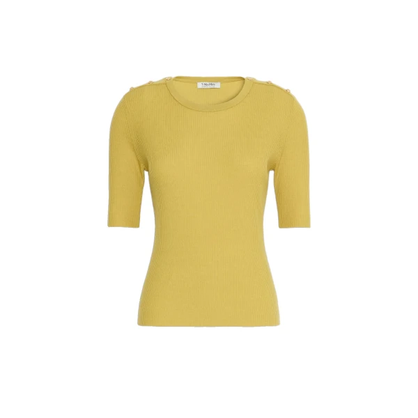 Max Mara Riviera Ribbed Wool Jumper in Yellow | Sweaters | Coveti