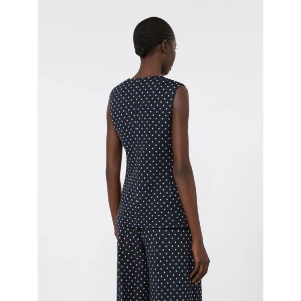 Max Mara Rivolo Polka Dot Wool and Viscose Jersey Waistcoat in Ultramarine | Vests | Coveti