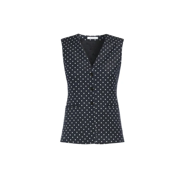 Rivolo Polka Dot Wool and Viscose Jersey Waistcoat in Ultramarine
