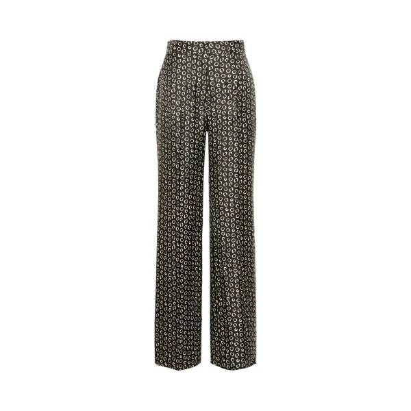 Max Mara Romana Printed Silk Twill Trousers in Black and White | Tailored pants | Coveti