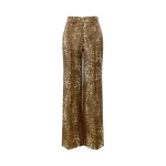 Max Mara Romana Printed Silk Twill Trousers in Brown | Tailored pants | Coveti