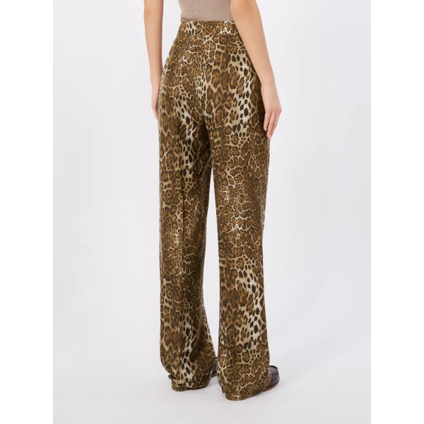 Max Mara Romana Printed Silk Twill Trousers in Brown | Tailored pants | Coveti